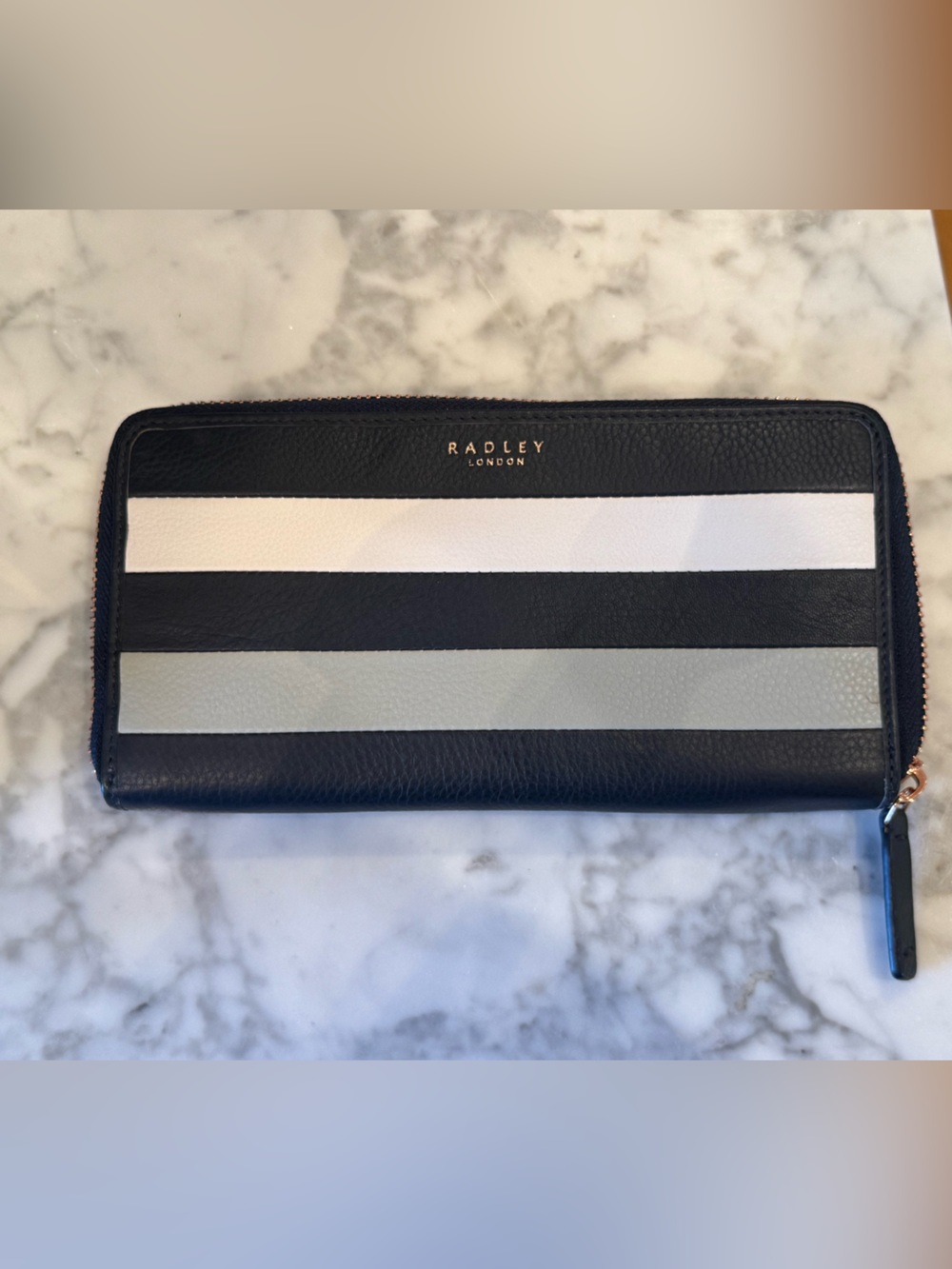 Radley London  Chartwell Matinee Large Zip Around Wallet - Navy, White, Gray EUC